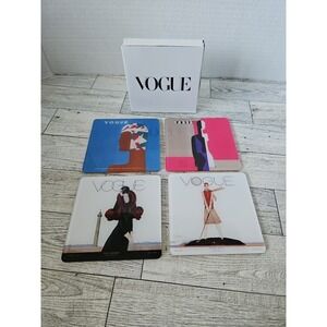 Vogue Fashion Coasters Lot Of 4 Art Deco 1920s Illustrations Cork Plastic